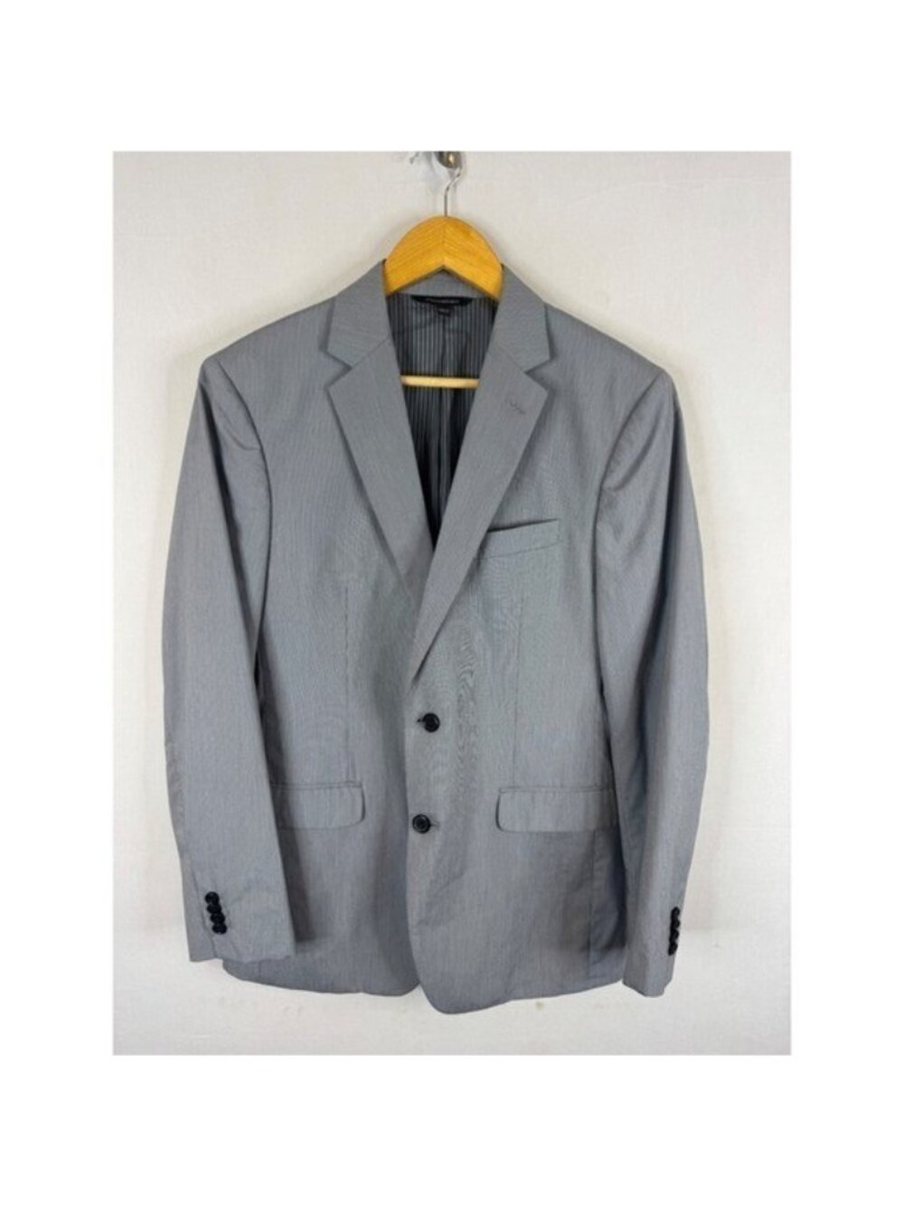 Banana Republic Mens 38R Standard Fit Grey Havana Fabric Wool Blazer Jacket